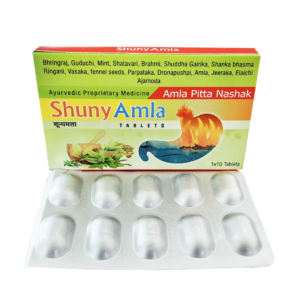 Bhringraj 50mg, Guduchi 100mg, Mint 75mg, Shatavari 30mg, Brahmi 50mg, Shuddha Gairika 50mg, Shanka bhasma 25mg, Ringani 50mg,Vasaka 25mg fennel seeds 200mg, Parpataka 50mg, Dronapushpi 50mg, Amla 75mg, Jeeraka 150mg, Elaichi 10mg, Ajamoda 10mg